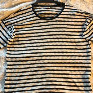 Sonoma Women's Off-White with Dark Gray Stripe Top